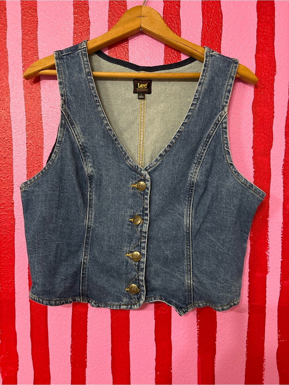 Lee Women's Blue Denim Button-Front Vest